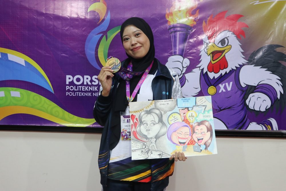 Mahasiswa Polije Vina Fauzia Raih Emas Karikatur di Porseni